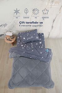 Tek Kişilik Çarşaflı Astronot Desenli Çift Taraflı Wellsoft Uyku Seti (Yorgan+Çarşaf+Yastık Kılıfı) ürün fotoğrafı