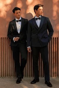 Erkek Siyah Slim Fit Dar Kesim Şal Yaka Desenli Klasik Smokin Takım ürün fotoğrafı