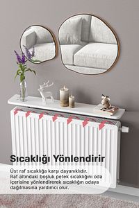 Montajsız Derin Petek Üstü Uçan Raf Dresuar Kalorifer Peteği Rafı Kitaplık 60 X 18 Cm Beyaz Oval ürün fotoğrafı