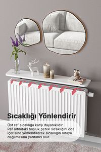 Montajsız Petek Üstü Uçan Raf Dresuar Kalorifer Peteği Rafı Kitaplık 80 X 18 Cm Beyaz Oval Kesim ürün fotoğrafı