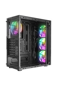 Crest V1 Mesh Temperli Camlı 4x12cm Auto Rgb Fan Atx Mid-t Gaming Oyuncu Kasası ürün fotoğrafı