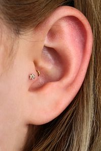Cerrahi Çelik Yıldız Taşlı Piercing Tragus (6mm) Gold Renk ürün fotoğrafı