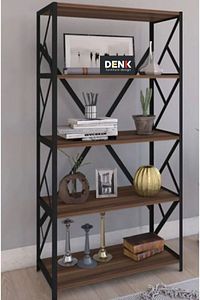 Denk Metal Mobilya Ceviz Kitaplık 5 Raflı 150 Cm ürün fotoğrafı
