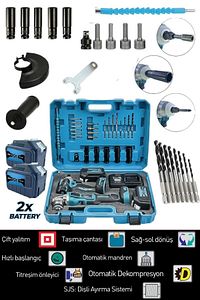 Full Set 21 V 3 Ah Kömürsüz Motor Akülü Şarjlı Taşlama Ve Bijon Somun Sökme Sıkma Makinesi ürün fotoğrafı