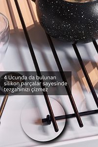 Paslanmaz Yanmaz Siyah Metal Büyük Nihale- Isıya Dayanıklı Mutfak Tezgahı Koruyucu Şık Metal Nihale ürün fotoğrafı