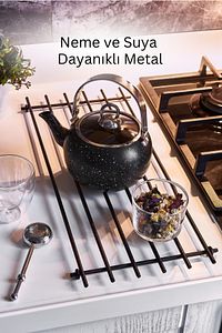 Paslanmaz Yanmaz Siyah Metal Büyük Nihale- Isıya Dayanıklı Mutfak Tezgahı Koruyucu Şık Metal Nihale ürün fotoğrafı