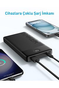 326 20000 Mah Taşınabilir Hızlı Şarj Cihazı - Usb-c - 15w 2 Çıkışlı Powerbank - Siyah ürün fotoğrafı