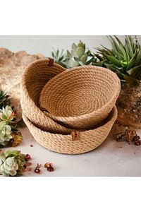 Hasır Sepet 3 Lü Düzenleyici, 3 Lü Sepet Takımı, Jüt Sepet Organizer 3lü Banyo Düzenleyicisi ürün fotoğrafı