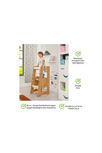 Ahşap Montessori Öğrenme Kulesi / 2-6 Yaş / Naturel ürün fotoğrafı