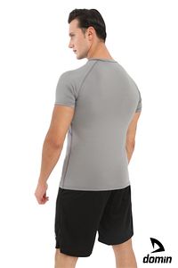 Erkek Kısa Kol Gri Compression Fitness Gym Body Tshirt ürün fotoğrafı