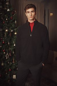 Erkek Siyah Anti-pilling Tüylenme Yapmayan Standart Fit Dik Yaka Soğuk Geçirmez Polar Sweatshirt ürün fotoğrafı