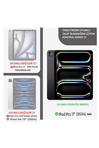 Apple iPad Pro 11 inç M4 2024 Kılıf Kalem Bölmeli Akrilik Şeffaf Ayrılabilir Case A2836 A2837 A3006 ürün fotoğrafı