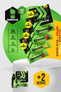 Whey Protein - 20 Adet - 4 Aromalı Saşe - 660g - Hediyeli ürün fotoğrafı
