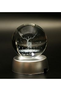 3d Geyikli Işıklı Cam Küre ürün fotoğrafı