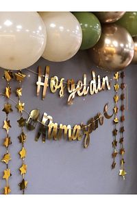Hoşgeldin Ramazan Gold Yazı Ledli Zincir Balon Seti 11 Ayın Sultanı Ramazan Bayramı Oda Süsleme Seti ürün fotoğrafı