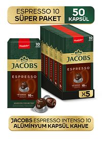 Espresso 10 Intenso Nespresso Uyumlu Alüminyum Kapsül Kahve 10 Adet X 5 Paket ürün fotoğrafı