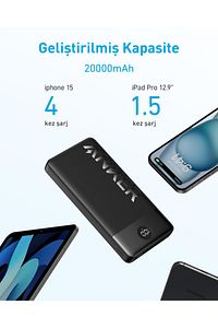 326 20000 Mah Taşınabilir Hızlı Şarj Cihazı - Usb-c - 15w 2 Çıkışlı Powerbank - Siyah ürün fotoğrafı