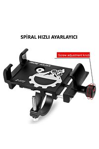 Alüminyum Bisiklet Motosiklet Universal Ayarlanabilir Cep Telefonu Gidon Tutucu - Çakarlı Led Hediye ürün fotoğrafı