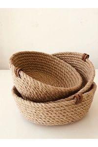 Hasır Sepet 3 Lü Düzenleyici, 3 Lü Sepet Takımı, Jüt Sepet Organizer 3lü Banyo Düzenleyicisi ürün fotoğrafı