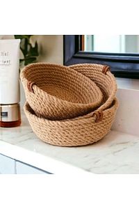 Hasır Sepet 3 Lü Düzenleyici, 3 Lü Sepet Takımı, Jüt Sepet Organizer 3lü Banyo Düzenleyicisi ürün fotoğrafı