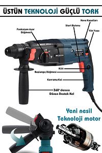 850w Metal Şanzıman Darbeli Matkap Kırıcı Delici Hilti 2-28mm ürün fotoğrafı