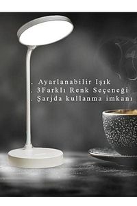 Dokunmatik Şarjlı Masa Lambası, 3 Farklı Işık Seçeneği, Çalışma Lambası, Ders Lambası, Kitap Okuma ürün fotoğrafı