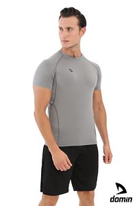 Erkek Kısa Kol Gri Compression Fitness Gym Body Tshirt ürün fotoğrafı