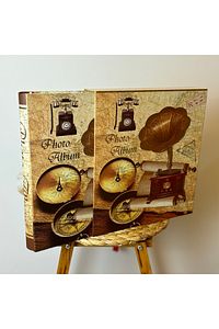 Rs21 Fotoğraf Albümü 10x15cm 600 Lük Gramafon Desenli Kutulu Yatay Dikey Modeli ürün fotoğrafı
