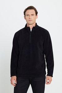 Erkek Siyah Anti-pilling Tüylenme Yapmayan Standart Fit Dik Yaka Soğuk Geçirmez Polar Sweatshirt ürün fotoğrafı