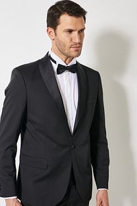 Erkek Siyah Slim Fit Dar Kesim Şal Yaka Desenli Klasik Smokin Takım ürün fotoğrafı
