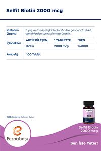 Biotin 2000 Mcg 100 Tablet ürün fotoğrafı