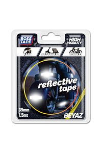Reflektif Işık Gelince Parlayan Kedi Gözü Bant Beyaz En:35mm Boy:1,5mt Motosiklet Bisiklet Dorse ürün fotoğrafı