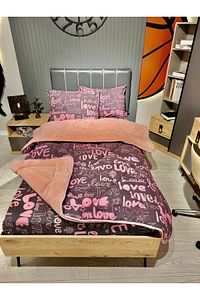 Tek Kişilik Welsoft Pufidik Uyku Seti (Lastikli Çarşaflı) Pudra Love ürün fotoğrafı