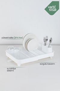 Açılır Kapanır Sürgülü Tabaklık Bulaşıklık Bulaşık Sepeti Bulaşık Kurutma / Beyaz ürün fotoğrafı