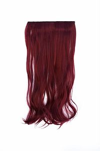 Isıya Dayanıklı Yarımay Çıt Çıt Saç  39  Şarap Kızıl  Dalgalı 60 cm 110 gr ürün fotoğrafı
