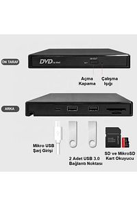 Harici Dvd-rw Usb 3.0 +sd Tf Kart Okuyucu +3.0 Usb Hub ürün fotoğrafı