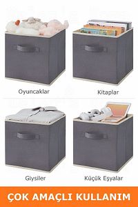 3'lü Dolap Içi Çamaşır Oyuncak Düzenleyici Kapaksız Saklama Kutusu Organizer 30x30x30 ürün fotoğrafı
