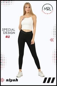 Kadın Siyah Yüksek Bel Çapraz Kemer Detaylı Tayt Mevsimlik Toparlayıcı Bilek Boy Cross Waist 1011 ürün fotoğrafı