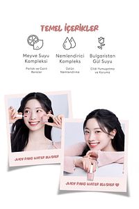 Meyve Kokulu, Nemlendirici, Doğal Görünümlü Sıvı Allık A'pıeu Juicy-pang Water Blusher (PK03) ürün fotoğrafı