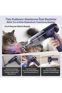 Neo 3 Kademeli Süper Şarjlı Araç Süpürgesi Ev-Ofis-Araba Kullanımı Çok Fonksiyonlu Emiş Gücü 15000PA ürün fotoğrafı