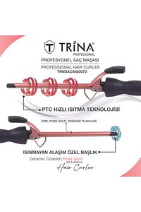 Afro Dalga 9.5mm Gold Seramik Maşa - 20cm.ekstra Uzun Başlık - Kıvırcık Saç Maşası ürün fotoğrafı