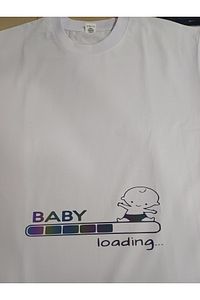 frısson Beyaz Oversize Hamile T-shirt Baby Loading Baskılı Beyaz ürün fotoğrafı