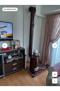 Yükseklik 60 Cm Çap 30 Cm Emaye Yuvarlak Kovalı Uyuyan Soba Odun Kömür Sobası ürün fotoğrafı