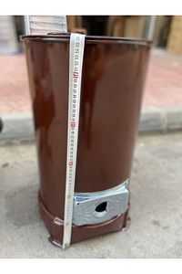 Yükseklik 60 Cm Çap 30 Cm Emaye Yuvarlak Kovalı Uyuyan Soba Odun Kömür Sobası ürün fotoğrafı