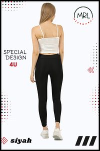 Kadın Siyah Yüksek Bel Çapraz Kemer Detaylı Tayt Mevsimlik Toparlayıcı Bilek Boy Cross Waist 1011 ürün fotoğrafı
