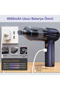 Neo 3 Kademeli Süper Şarjlı Araç Süpürgesi Ev-Ofis-Araba Kullanımı Çok Fonksiyonlu Emiş Gücü 15000PA ürün fotoğrafı