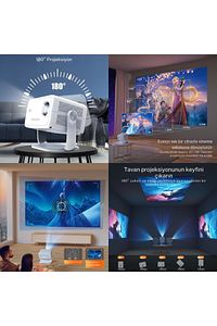 Projeksiyon Cihazı Taşınılabilir Wifi 2.4+5G-6.0 4K UHD 150 İnç Dahili Hoparlör 180 Derece Smart Led ürün fotoğrafı
