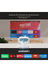 Projeksiyon Cihazı Taşınılabilir Wifi 2.4+5G-6.0 4K UHD 150 İnç Dahili Hoparlör 180 Derece Smart Led ürün fotoğrafı