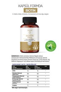 Biotin (ÇİNKO ÇÖREKOTU CİVAN PERÇEMİ AT KUYRUĞU ISIRGAN EKSTRESİ) 60 Kapsül ürün fotoğrafı