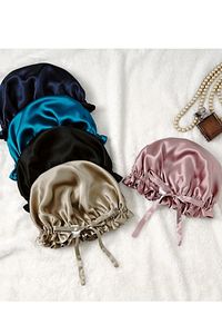 Ayarlanabilir Çift Katlı Ipek Saten-astarlı Saç Bakım Ve Uyku Bonesi Bandana-gül Kurusu ürün fotoğrafı